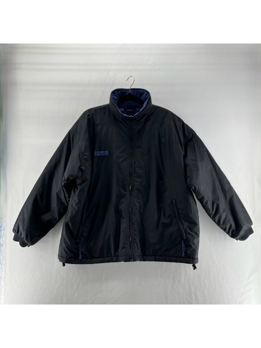 Columbia Jacket Womens XL Vintage 90s Zip Mock Neck Insulated Windbreaker Black